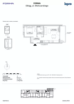 2 pokoje, mieszkanie 41,78 m², piętro 2, oferta nr B.2.3.4, FORMA - II etap, Elbląg, Zatorze, ul. Malborska