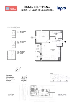 2 pokoje, mieszkanie 49,30 m², piętro 1, oferta nr D.2.2.4, Rumia Centralna, Rumia, ul. Sobieskiego 19