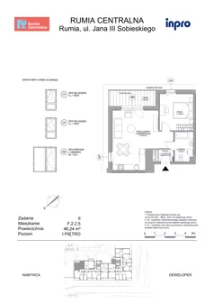 2 pokoje, mieszkanie 46,24 m², piętro 1, oferta nr F.2.2.5, Rumia Centralna II, Rumia, ul. Sobieskiego