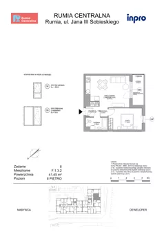2 pokoje, mieszkanie 41,45 m², piętro 2, oferta nr F.1.3.2, Rumia Centralna II , Rumia, ul. Sobieskiego