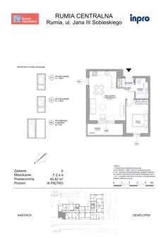 2 pokoje, mieszkanie 45,42 m², piętro 3, oferta nr F.2.4.4, Rumia Centralna II, Rumia, ul. Sobieskiego