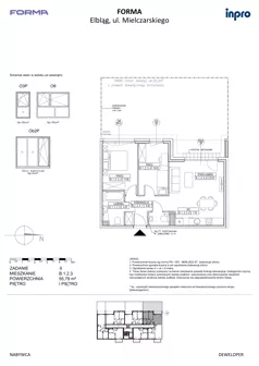 3 pokoje, mieszkanie 55,79 m², piętro 1, oferta nr B.1.2.3, FORMA - II etap, Elbląg, Zatorze, ul. Malborska