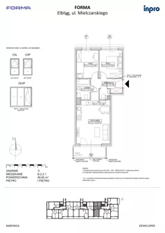 3 pokoje, mieszkanie 56,65 m², piętro 1, oferta nr B.2.2.1, FORMA - II etap, Elbląg, Zatorze, ul. Malborska