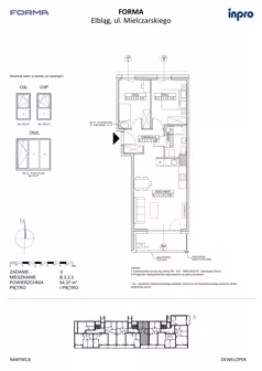 3 pokoje, mieszkanie 54,37 m², piętro 1, oferta nr B.3.2.3, FORMA - II etap, Elbląg, Zatorze, ul. Malborska