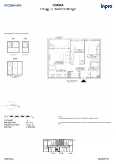 3 pokoje, mieszkanie 53,07 m², piętro 2, oferta nr B.1.3.4, FORMA - II etap, Elbląg, Zatorze, ul. Malborska