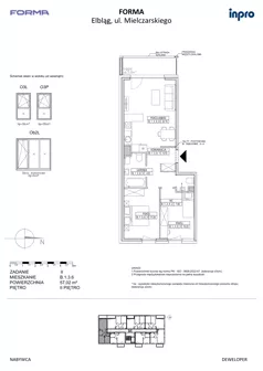 3 pokoje, mieszkanie 57,02 m², piętro 2, oferta nr B.1.3.6, FORMA - II etap, Elbląg, Zatorze, ul. Malborska