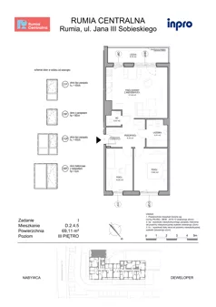 3 pokoje, mieszkanie 69,11 m², piętro 3, oferta nr D.2.4.5, Rumia Centralna, Rumia, ul. Sobieskiego 19