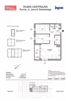 3 pokoje, mieszkanie 66,65 m², piętro 7, oferta nr D.2.8.3, Rumia Centralna, Rumia, ul. Sobieskiego 19