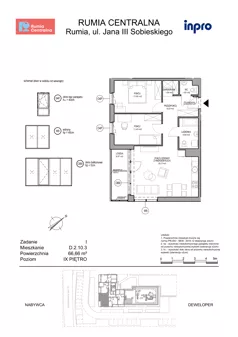 3 pokoje, mieszkanie 66,65 m², piętro 9, oferta nr D.2.10.3, Rumia Centralna, Rumia, ul. Sobieskiego 19