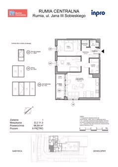 3 pokoje, mieszkanie 66,65 m², piętro 10, oferta nr D.2.11.3, Rumia Centralna, Rumia, ul. Sobieskiego 19