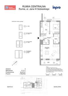 3 pokoje, mieszkanie 64,43 m², piętro 1, oferta nr F.2.2.1, Rumia Centralna II , Rumia, ul. Sobieskiego