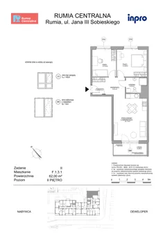 3 pokoje, mieszkanie 62,00 m², piętro 2, oferta nr F.1.3.1, Rumia Centralna II , Rumia, ul. Sobieskiego