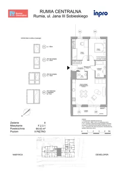 3 pokoje, mieszkanie 64,43 m², piętro 3, oferta nr F.2.4.1, Rumia Centralna II, Rumia, ul. Sobieskiego