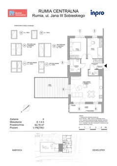 3 pokoje, mieszkanie 62,78 m², piętro 5, oferta nr F.1.6.5, Rumia Centralna II, Rumia, ul. Sobieskiego