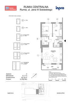 3 pokoje, mieszkanie 62,78 m², piętro 6, oferta nr F.1.7.5, Rumia Centralna II, Rumia, ul. Sobieskiego