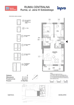 3 pokoje, mieszkanie 62,78 m², piętro 10, oferta nr F.1.11.5, Rumia Centralna II, Rumia, ul. Sobieskiego
