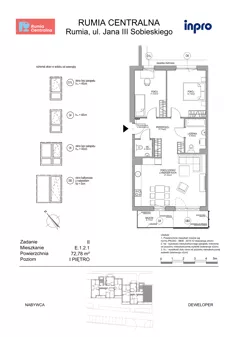 3 pokoje, mieszkanie 72,78 m², piętro 1, oferta nr E.1.2.1, Rumia Centralna II , Rumia, ul. Sobieskiego