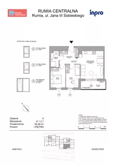 3 pokoje, mieszkanie 55,48 m², piętro 1, oferta nr E.1.2.2, Rumia Centralna II , Rumia, ul. Sobieskiego