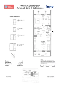 3 pokoje, mieszkanie 68,96 m², piętro 2, oferta nr E.1.3.3, Rumia Centralna II , Rumia, ul. Sobieskiego