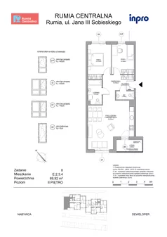 3 pokoje, mieszkanie 69,92 m², piętro 2, oferta nr E.2.3.4, Rumia Centralna II, Rumia, ul. Sobieskiego