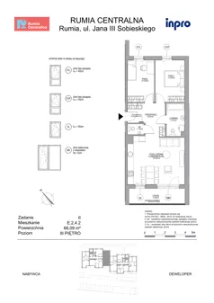 3 pokoje, mieszkanie 66,09 m², piętro 3, oferta nr E.2.4.2, Rumia Centralna II, Rumia, ul. Sobieskiego