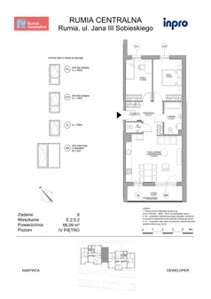 3 pokoje, mieszkanie 66,09 m², piętro 4, oferta nr E.2.5.2, Rumia Centralna II, Rumia, ul. Sobieskiego