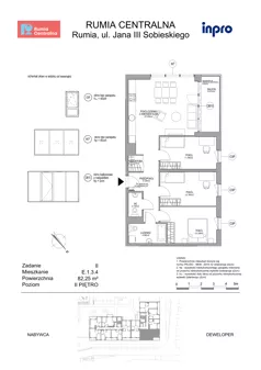 4 pokoje, mieszkanie 82,25 m², piętro 2, oferta nr F.1.3.4, Rumia Centralna II , Rumia, ul. Sobieskiego