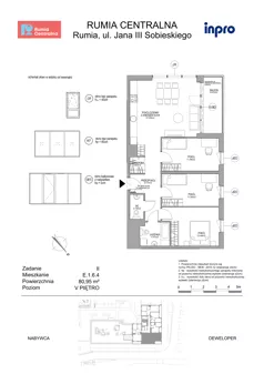 4 pokoje, mieszkanie 80,95 m², piętro 5, oferta nr F.1.6.4, Rumia Centralna II, Rumia, ul. Sobieskiego