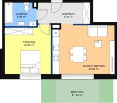 2 pokoje, mieszkanie 48,13 m², parter, oferta nr 1/1-1, ul. Stawowa, Kraków, Prądnik Biały, Bronowice Wielkie, ul. Stawowa 242