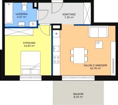 2 pokoje, mieszkanie 48,11 m², piętro 2, oferta nr 1/2-10, ul. Stawowa, Kraków, Prądnik Biały, Bronowice Wielkie, ul. Stawowa 242