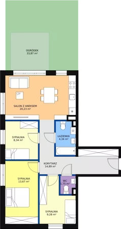 4 pokoje, mieszkanie 72,50 m², parter, oferta nr 1/2-2, ul. Stawowa, Kraków, Prądnik Biały, Bronowice Wielkie, ul. Stawowa 242