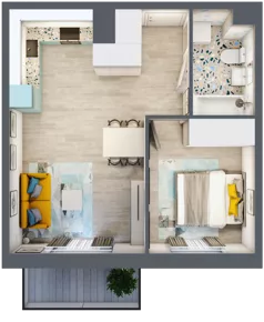 2 pokoje, mieszkanie 40,87 m², piętro 7, oferta nr 96, ul. Powstańców / os. Piastów - Budynek E, Kraków, Mistrzejowice, Osiedle Piastów, ul. Powstańców / os. Piastów