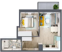2 pokoje, mieszkanie 37,79 m², piętro 9, oferta nr 108, ul. Powstańców / os. Piastów - Budynek E, Kraków, Mistrzejowice, Osiedle Piastów, ul. Powstańców / os. Piastów