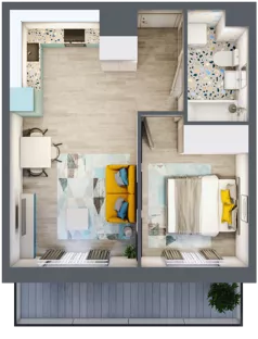 2 pokoje, mieszkanie 37,45 m², piętro 5, oferta nr 19, ul. Powstańców / os. Piastów - Budynek E, Kraków, Mistrzejowice, Osiedle Piastów, ul. Powstańców / os. Piastów