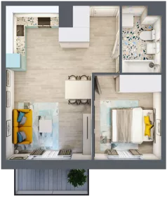 2 pokoje, mieszkanie 41,01 m², piętro 8, oferta nr 104, ul. Powstańców / os. Piastów - Budynek E, Kraków, Mistrzejowice, Osiedle Piastów, ul. Powstańców / os. Piastów