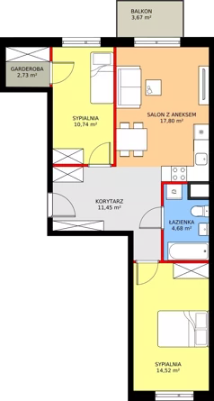 3 pokoje, mieszkanie 61,92 m², piętro 2, oferta nr F30, ul. Glogera - bud. F i G, Kraków, Prądnik Biały, Górka Narodowa, ul. Zygmunta Glogera