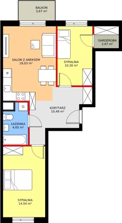 3 pokoje, mieszkanie 61,68 m², piętro 1, oferta nr F8, ul. Glogera - bud. F i G, Kraków, Prądnik Biały, Górka Narodowa, ul. Zygmunta Glogera