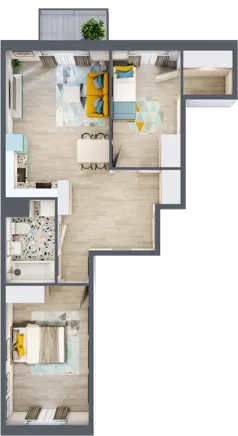 3 pokoje, mieszkanie 61,68 m², piętro 1, oferta nr F8, ul. Glogera - bud. F i G, Kraków, Prądnik Biały, Górka Narodowa, ul. Zygmunta Glogera