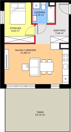 2 pokoje, mieszkanie 42,74 m², parter, oferta nr F23, ul. Glogera - bud. F i G, Kraków, Prądnik Biały, Górka Narodowa, ul. Zygmunta Glogera