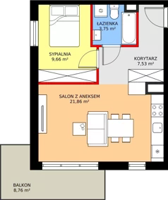 2 pokoje, mieszkanie 42,80 m², piętro 1, oferta nr F28, ul. Glogera - bud. F i G, Kraków, Prądnik Biały, Górka Narodowa, ul. Zygmunta Glogera