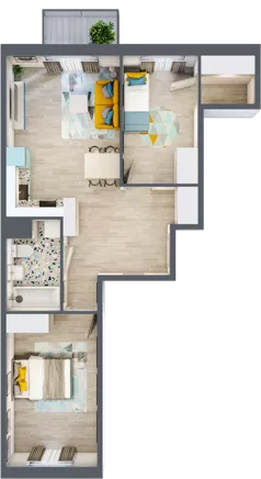 3 pokoje, mieszkanie 61,59 m², piętro 3, oferta nr F16, ul. Glogera - bud. F i G, Kraków, Prądnik Biały, Górka Narodowa, ul. Zygmunta Glogera