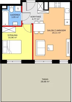 2 pokoje, mieszkanie 39,79 m², parter, oferta nr F2, ul. Glogera - bud. F i G, Kraków, Prądnik Biały, Górka Narodowa, ul. Zygmunta Glogera