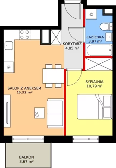 2 pokoje, mieszkanie 38,94 m², piętro 2, oferta nr G11, ul. Glogera - bud. F i G, Kraków, Prądnik Biały, Górka Narodowa, ul. Zygmunta Glogera