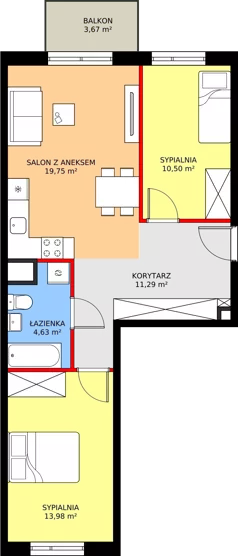 3 pokoje, mieszkanie 60,15 m², piętro 1, oferta nr G8, ul. Glogera - bud. F i G, Kraków, Prądnik Biały, Górka Narodowa, ul. Zygmunta Glogera
