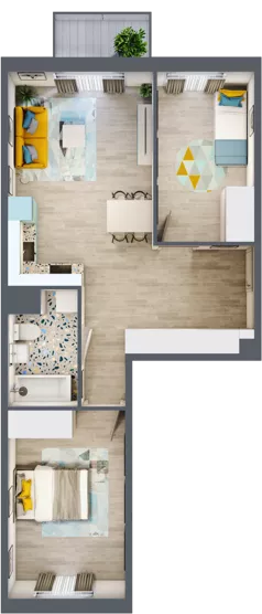 3 pokoje, mieszkanie 60,15 m², piętro 1, oferta nr G8, ul. Glogera - bud. F i G, Kraków, Prądnik Biały, Górka Narodowa, ul. Zygmunta Glogera
