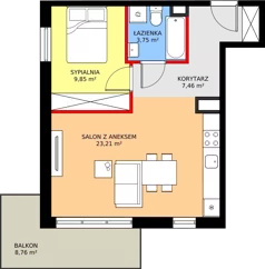 2 pokoje, mieszkanie 44,27 m², piętro 2, oferta nr G29, ul. Glogera - bud. F i G, Kraków, Prądnik Biały, Górka Narodowa, ul. Zygmunta Glogera