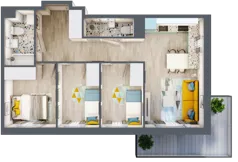 4 pokoje, mieszkanie 59,22 m², piętro 4, oferta nr 51, ul. Powstańców / os. Piastów - Budynek F, Kraków, Mistrzejowice, Osiedle Piastów, ul. Powstańców / os. Piastów