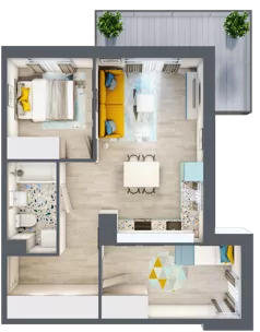 3 pokoje, mieszkanie 51,60 m², piętro 1, oferta nr 14, ul. Powstańców / os. Piastów - Budynek F, Kraków, Mistrzejowice, Osiedle Piastów, ul. Powstańców / os. Piastów