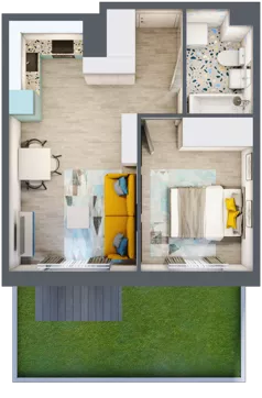 2 pokoje, mieszkanie 33,22 m², parter, oferta nr 11, ul. Powstańców / os. Piastów - Budynek F, Kraków, Mistrzejowice, Osiedle Piastów, ul. Powstańców / os. Piastów