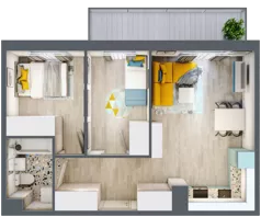 3 pokoje, mieszkanie 49,38 m², piętro 7, oferta nr 85, ul. Powstańców / os. Piastów - Budynek F, Kraków, Mistrzejowice, Osiedle Piastów, ul. Powstańców / os. Piastów